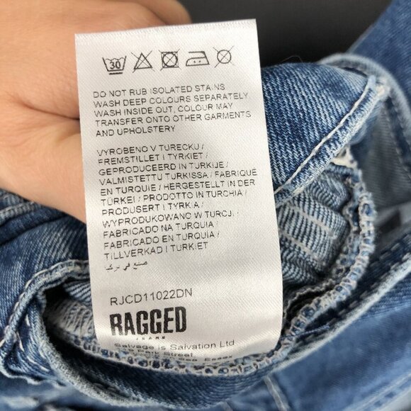 NWT The Ragged Priest Women's Denim Dude Overalls 32 Mid Blue Embroidered Logo - Picture 9 of 10